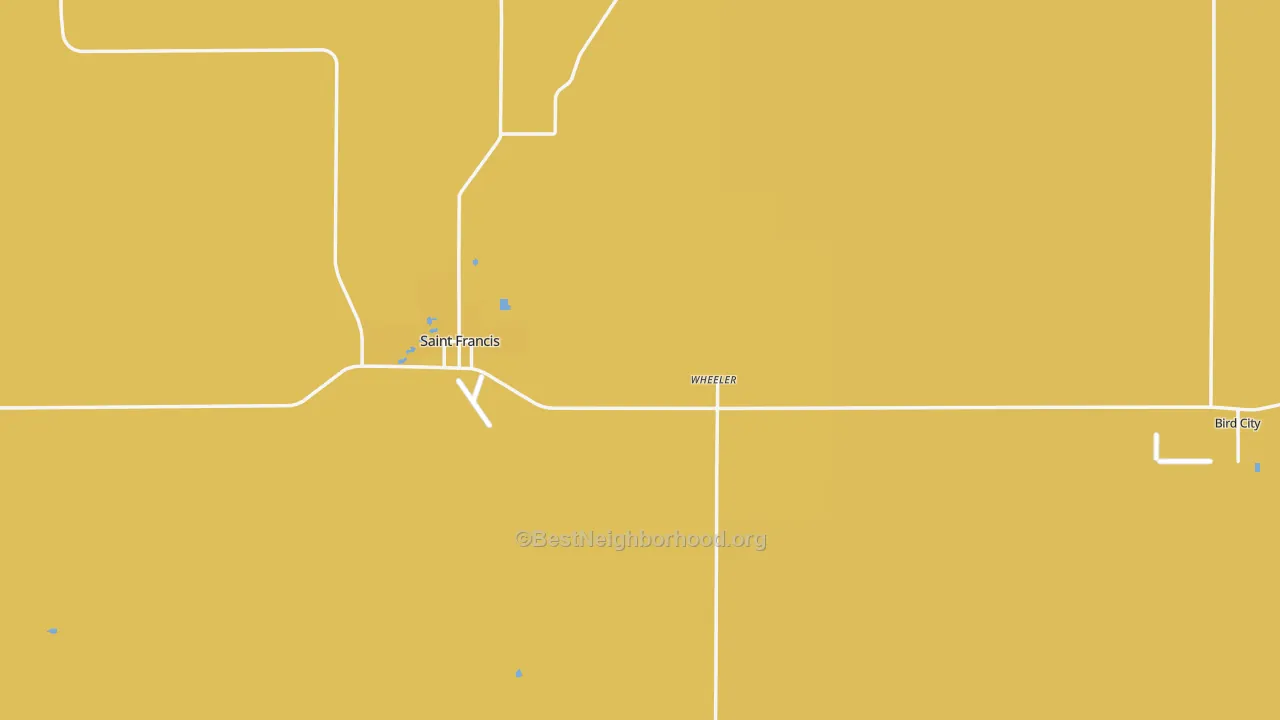 Map of the best neighborhoods in the Cheyenne County area, with better matches in green and worse matches in red