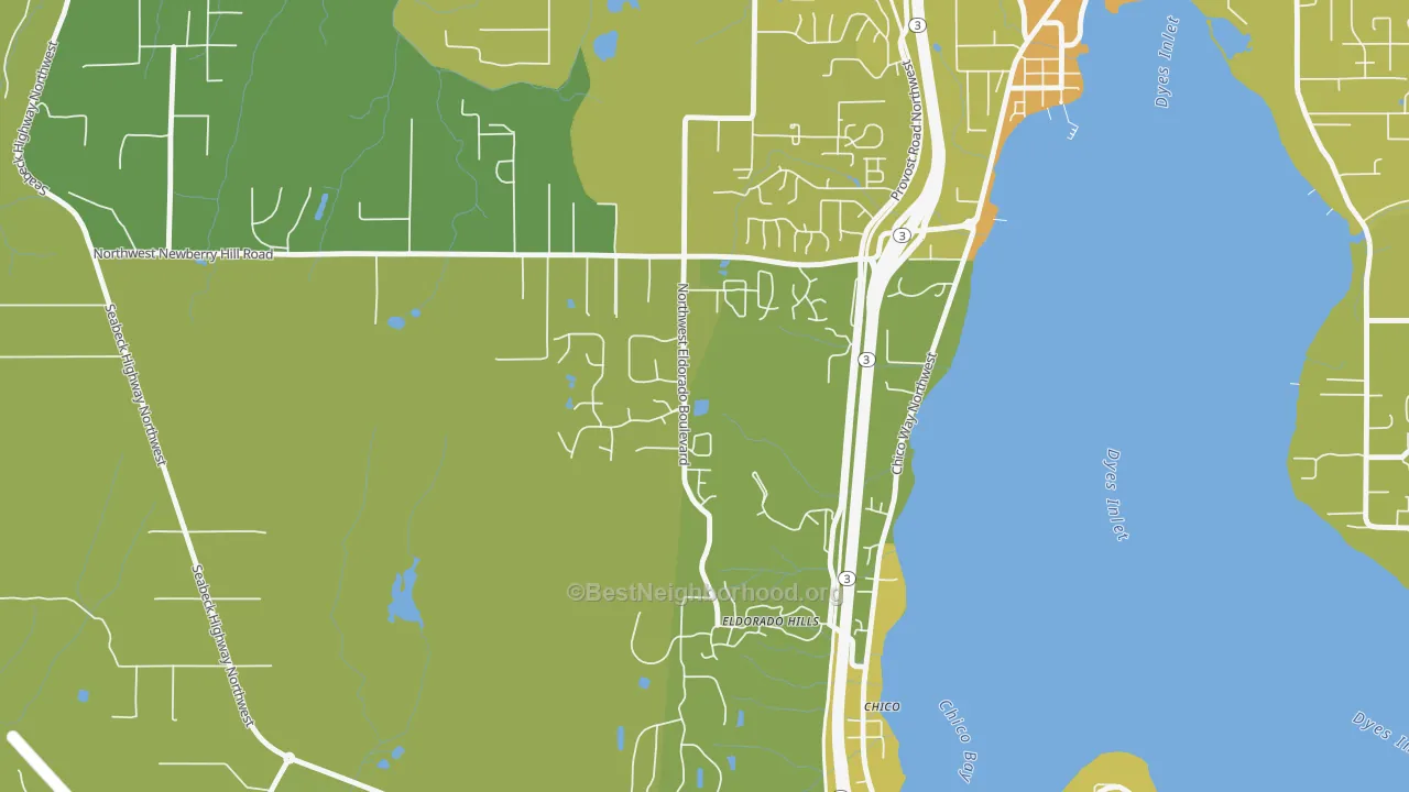 Map of the best neighborhoods in the Chico area, with better matches in green and worse matches in red