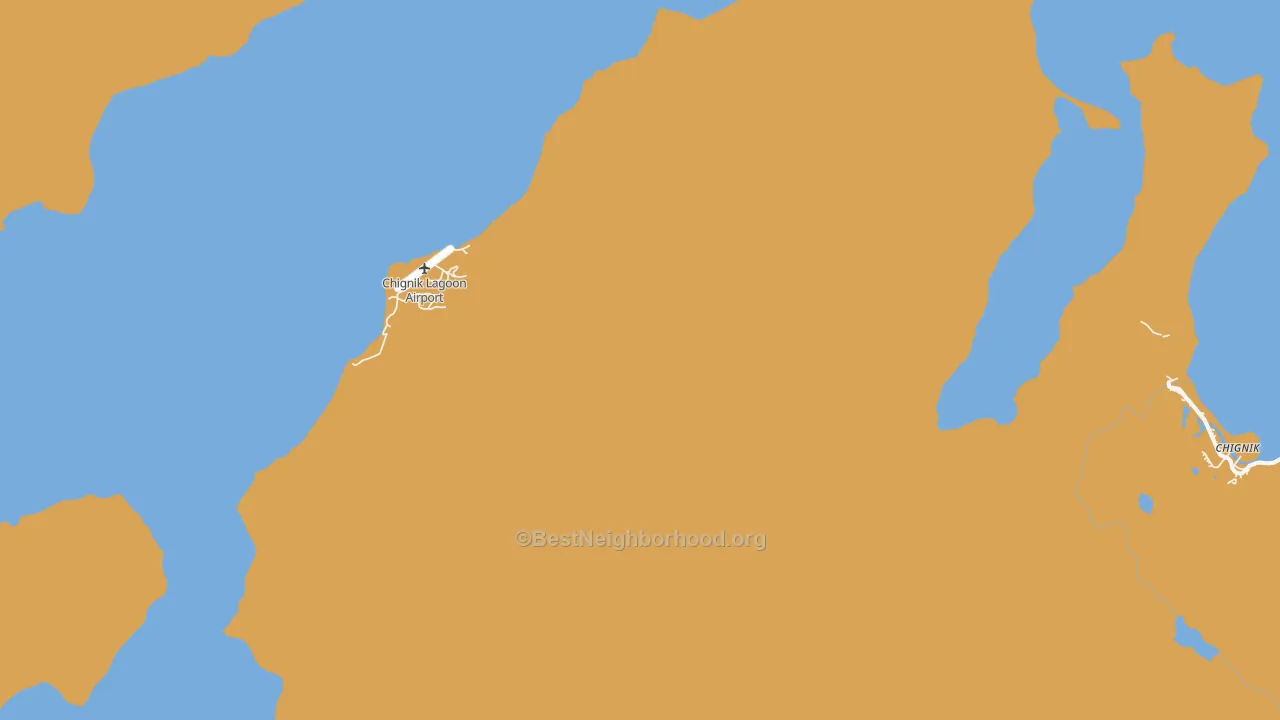 Map of the best neighborhoods in the Chignik Lagoon area, with better matches in green and worse matches in red