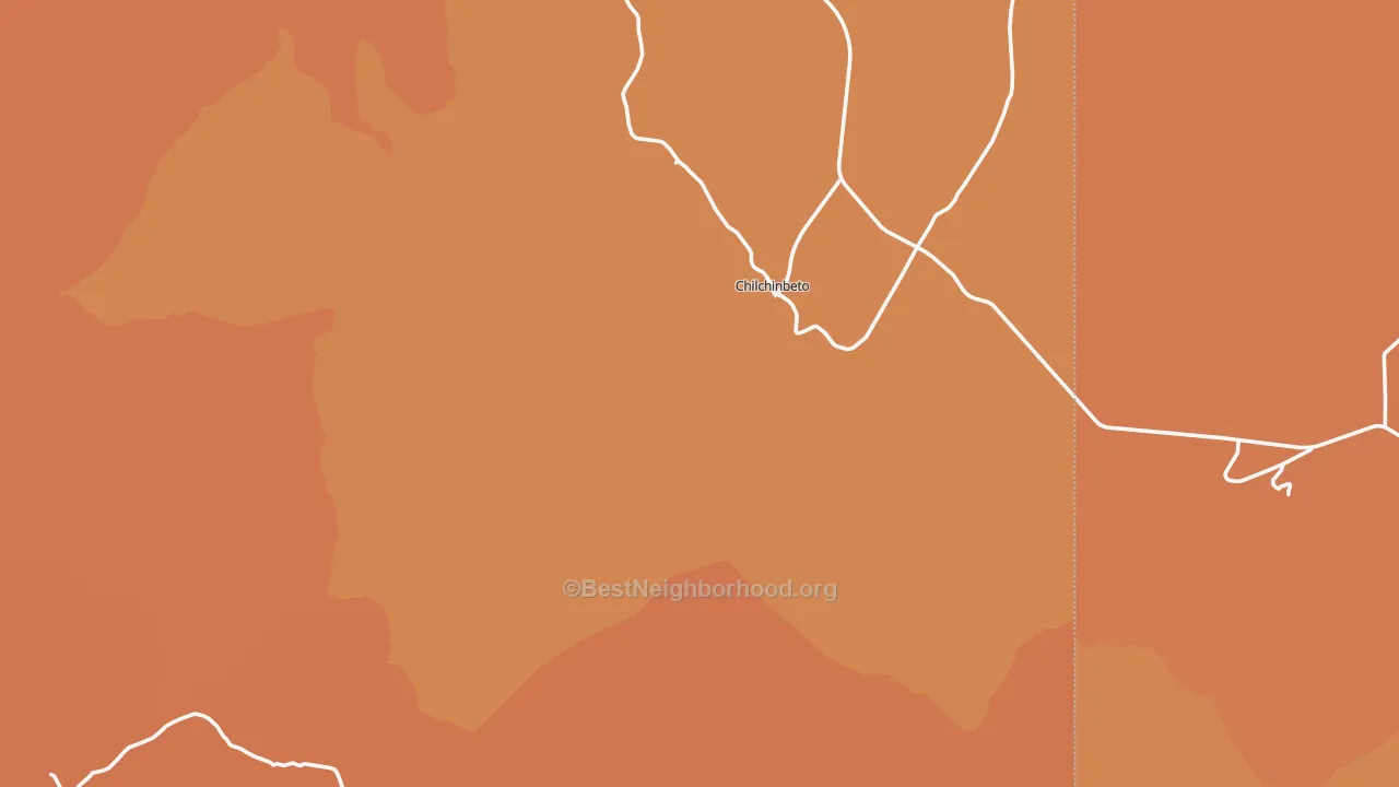 Map of the best neighborhoods in the Chilchinbito area, with better matches in green and worse matches in red