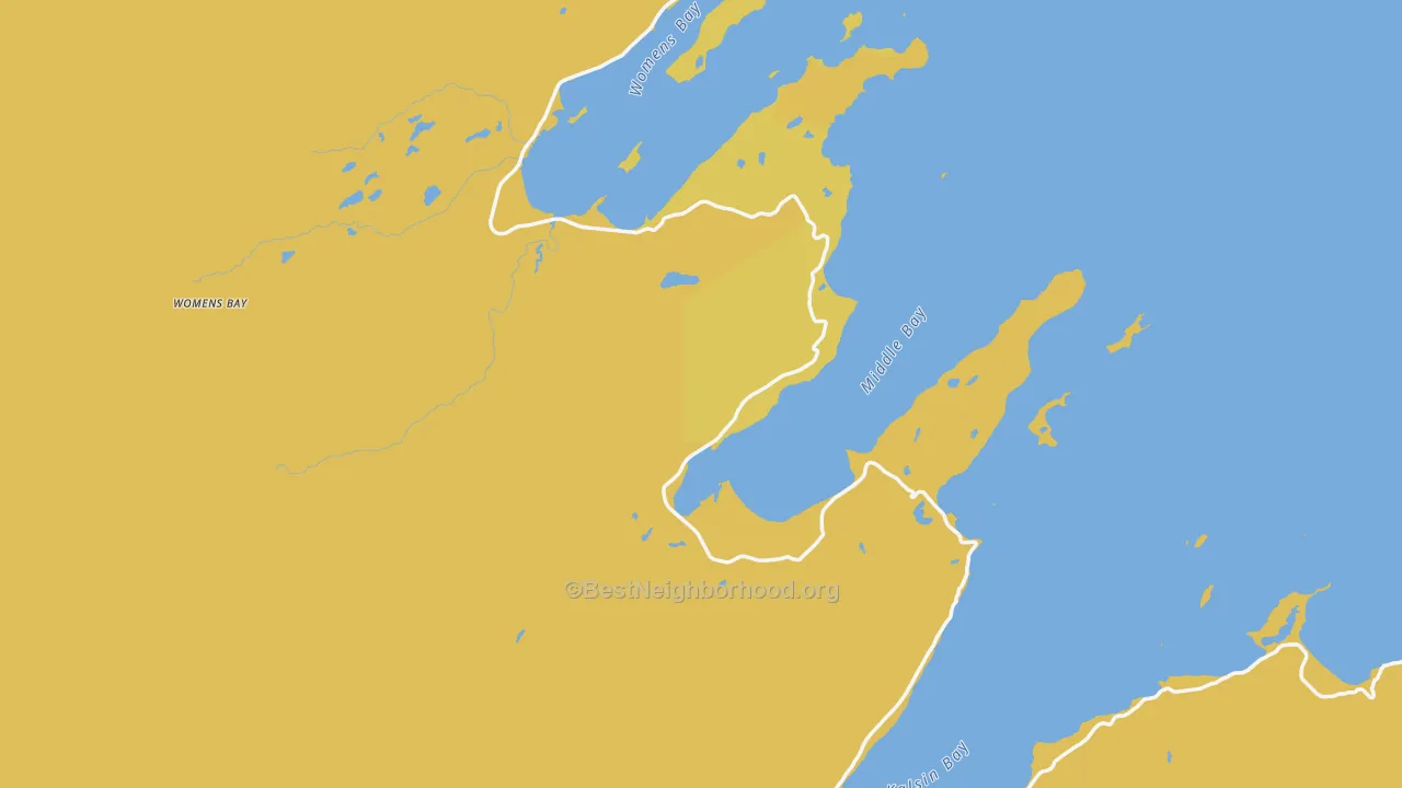 Map of the best neighborhoods in the Chiniak area, with better matches in green and worse matches in red