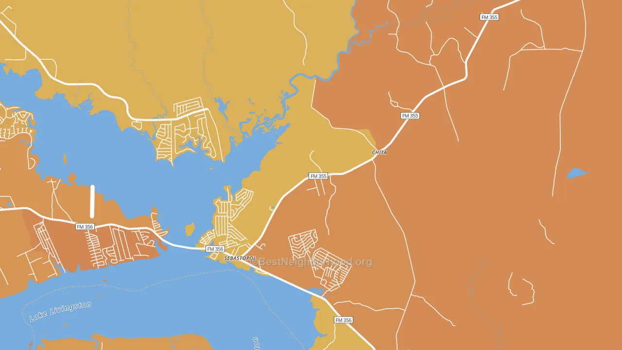 Map of the best neighborhoods in the Chita area, with better matches in green and worse matches in red