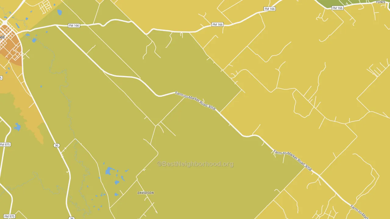 Map of the best neighborhoods in the Chriesman area, with better matches in green and worse matches in red