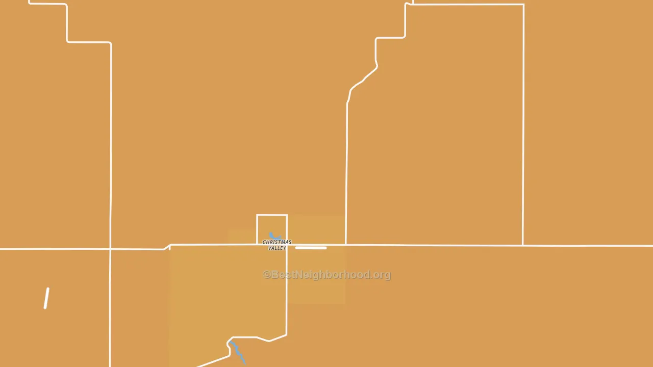 Map of the best neighborhoods in the Christmas Valley area, with better matches in green and worse matches in red