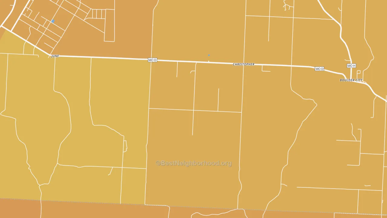 Map of the best neighborhoods in the Christopher area, with better matches in green and worse matches in red