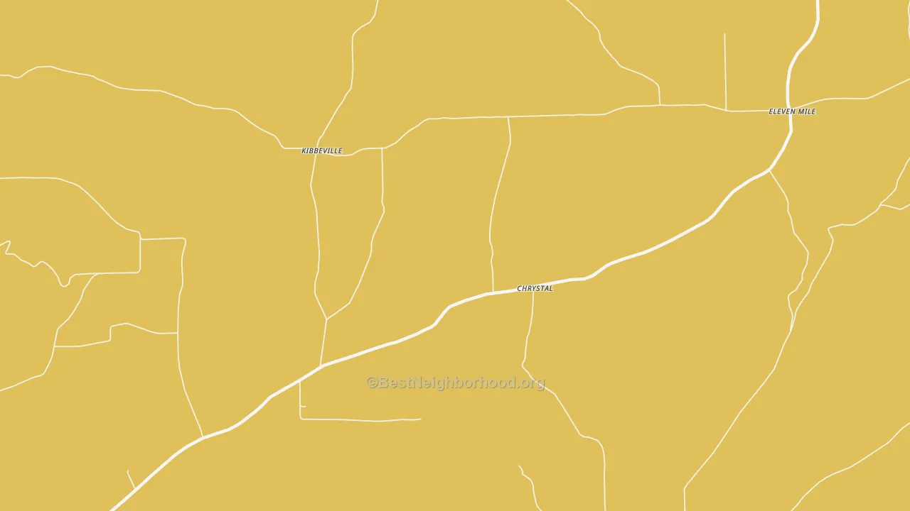 Map of the best neighborhoods in the Chrystal area, with better matches in green and worse matches in red