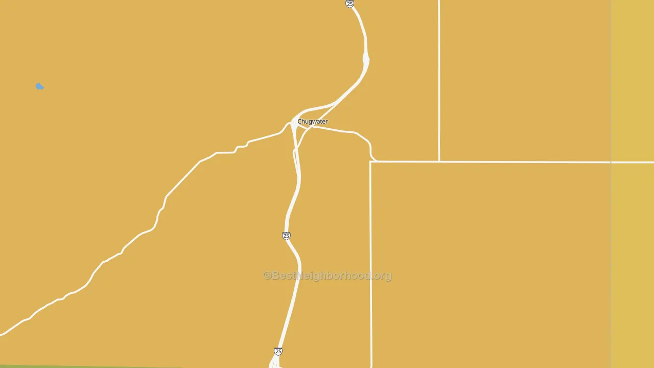 Map of the best neighborhoods in the Chugwater area, with better matches in green and worse matches in red