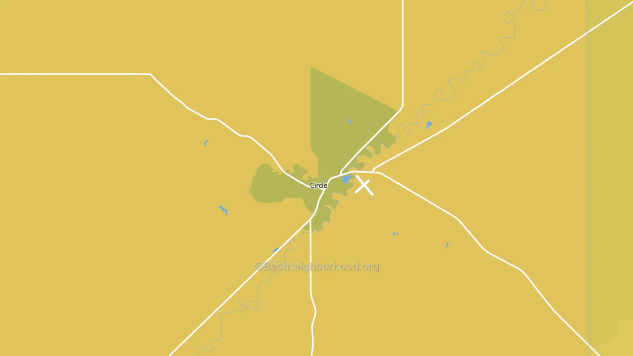 Map of the best neighborhoods in the Circle area, with better matches in green and worse matches in red