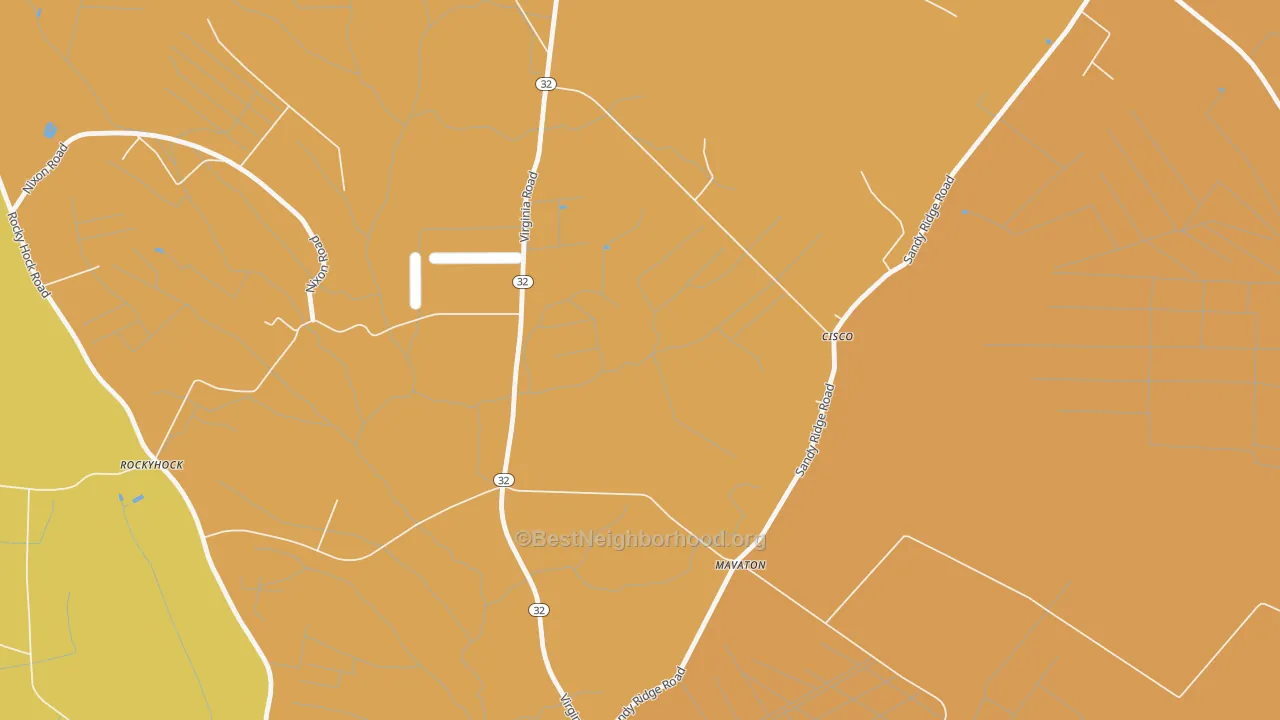 Map of the best neighborhoods in the Cisco area, with better matches in green and worse matches in red