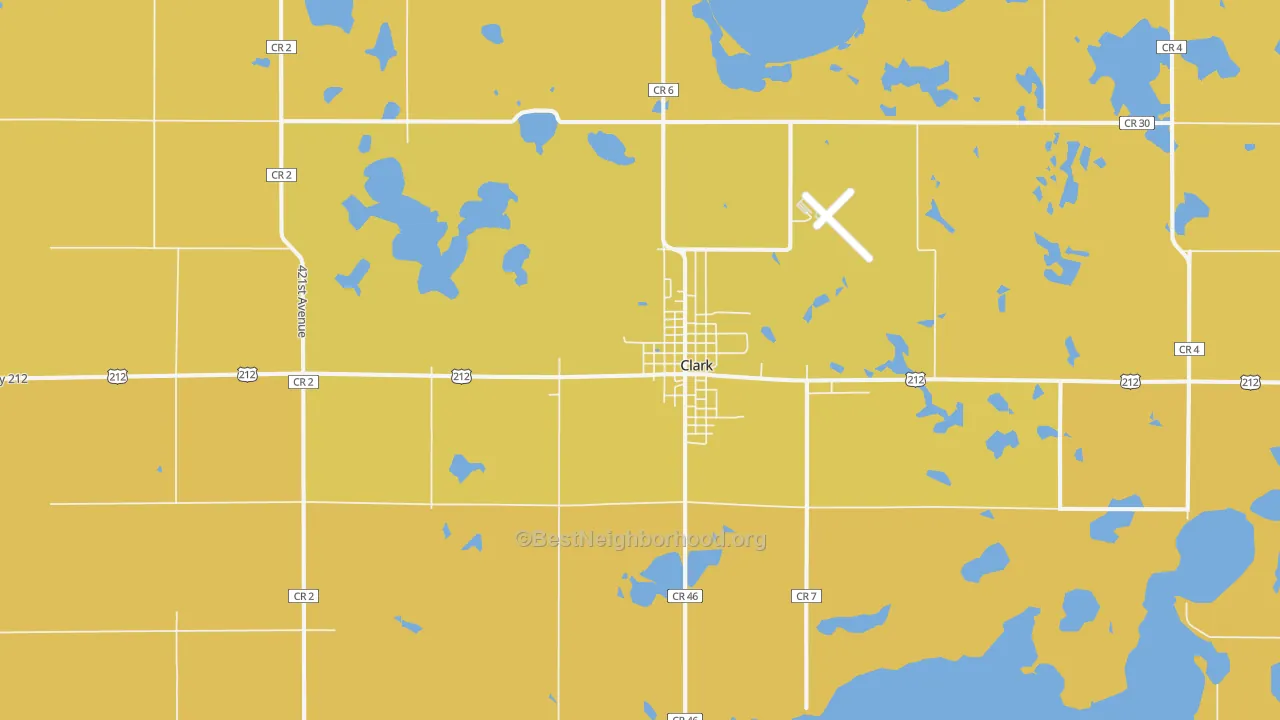 Map of the best neighborhoods in the Clark area, with better matches in green and worse matches in red