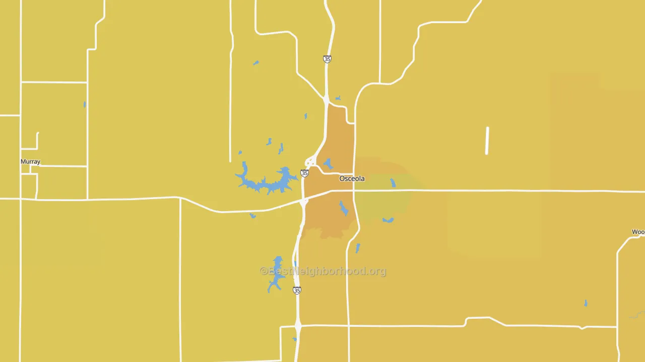 Map of the best neighborhoods in the Clarke County area, with better matches in green and worse matches in red