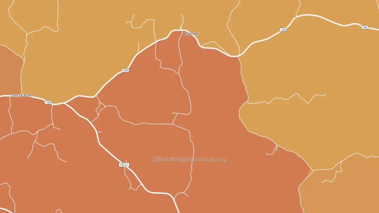 Map of the best neighborhoods in the Clarksville area, with better matches in green and worse matches in red