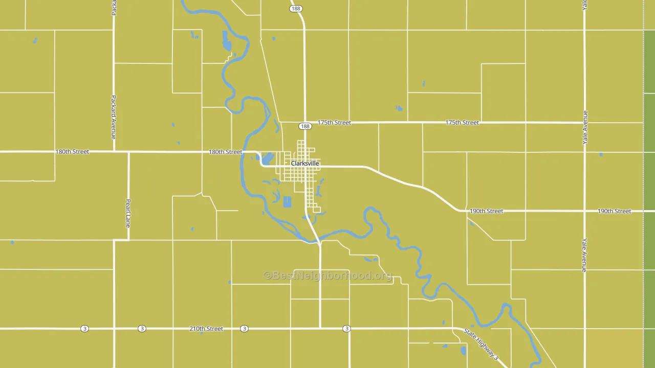 Map of the best neighborhoods in the Clarksville area, with better matches in green and worse matches in red