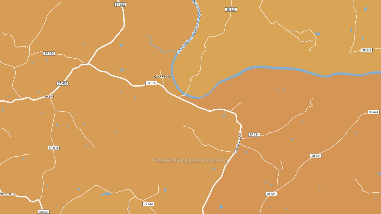 Map of the best neighborhoods in the Clarkton area, with better matches in green and worse matches in red