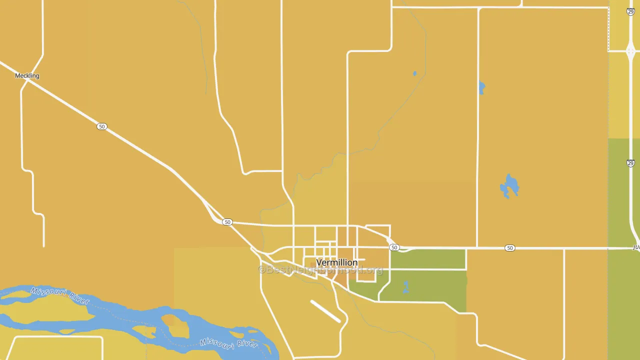 Map of the best neighborhoods in the Clay County area, with better matches in green and worse matches in red