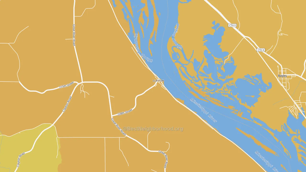 Map of the best neighborhoods in the Clayton area, with better matches in green and worse matches in red