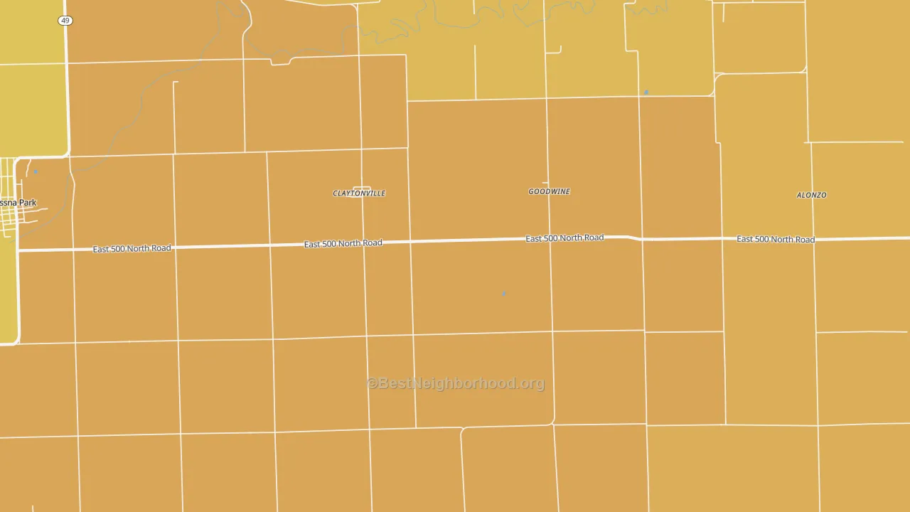 Map of the best neighborhoods in the Claytonville area, with better matches in green and worse matches in red