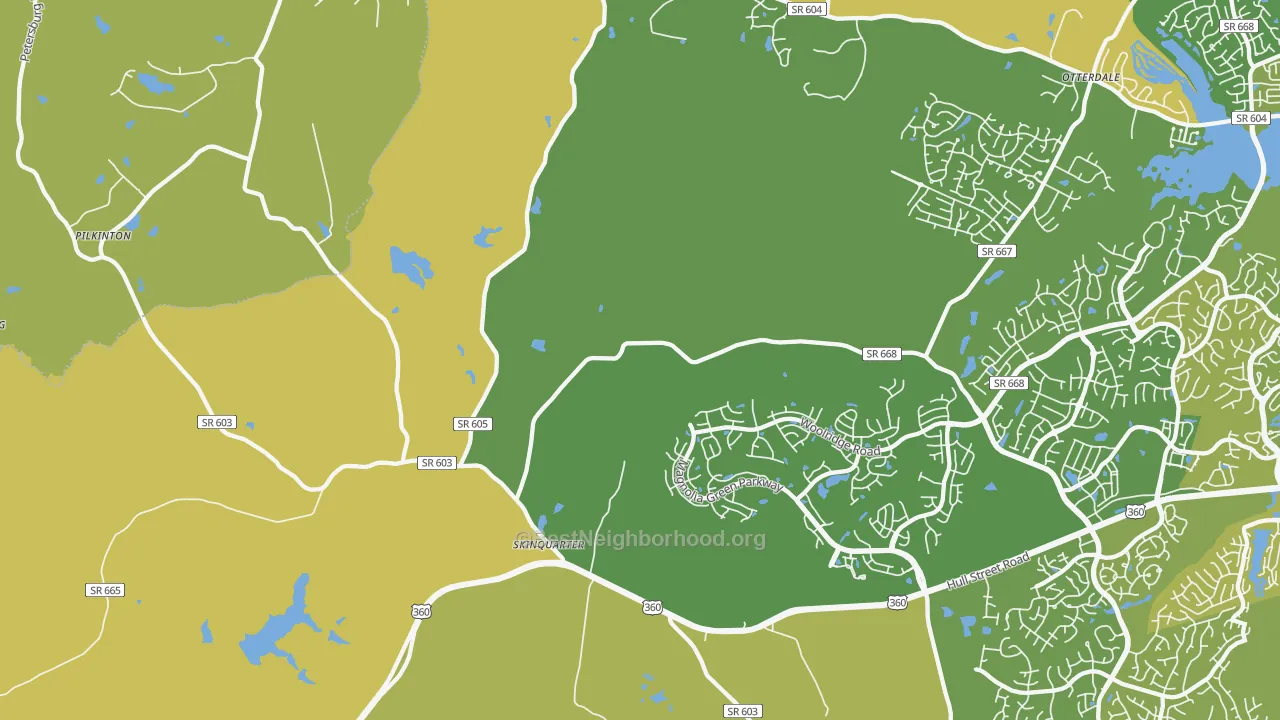 Map of the best neighborhoods in the Clayville area, with better matches in green and worse matches in red