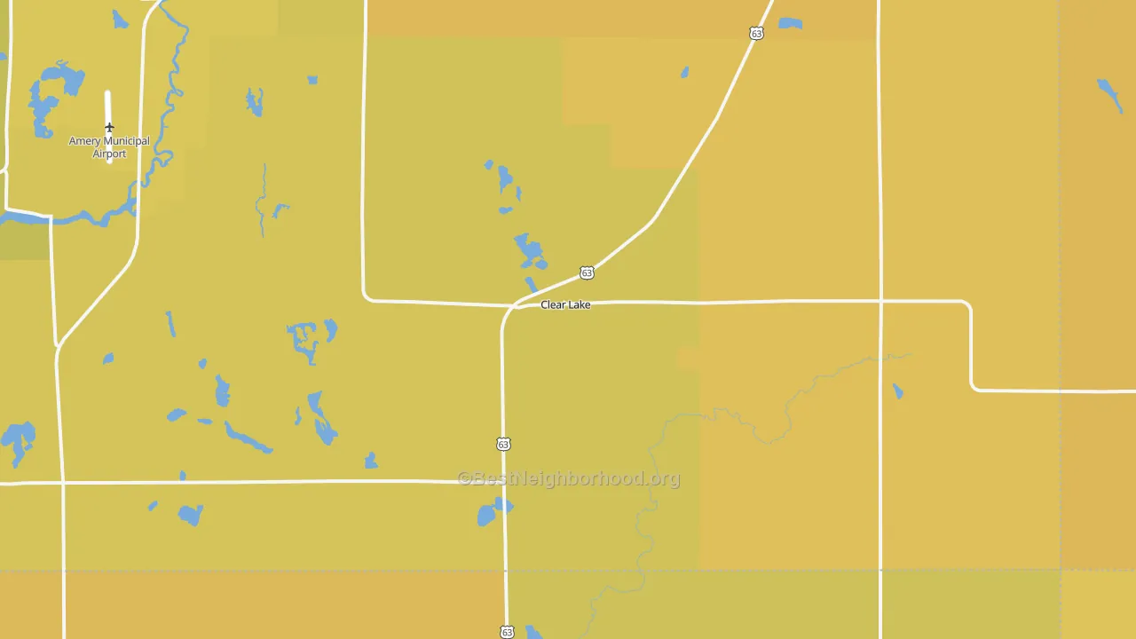 Map of the best neighborhoods in the Clear Lake area, with better matches in green and worse matches in red