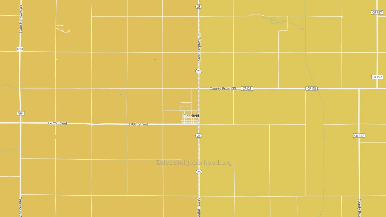 Map of the best neighborhoods in the Clearfield area, with better matches in green and worse matches in red
