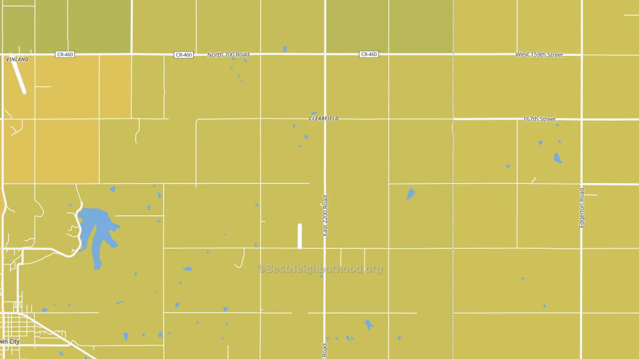 Map of the best neighborhoods in the Clearfield area, with better matches in green and worse matches in red