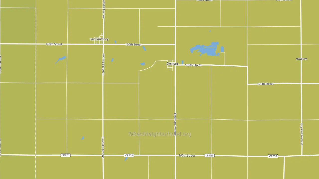Map of the best neighborhoods in the Clemons area, with better matches in green and worse matches in red