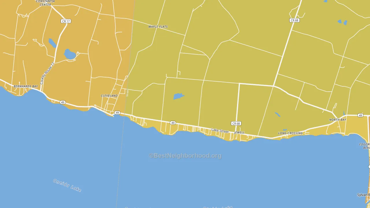 Map of the best neighborhoods in the Cleveland area, with better matches in green and worse matches in red