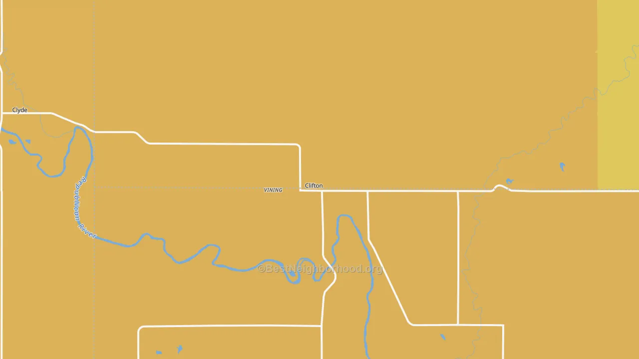 Map of the best neighborhoods in the Clifton area, with better matches in green and worse matches in red
