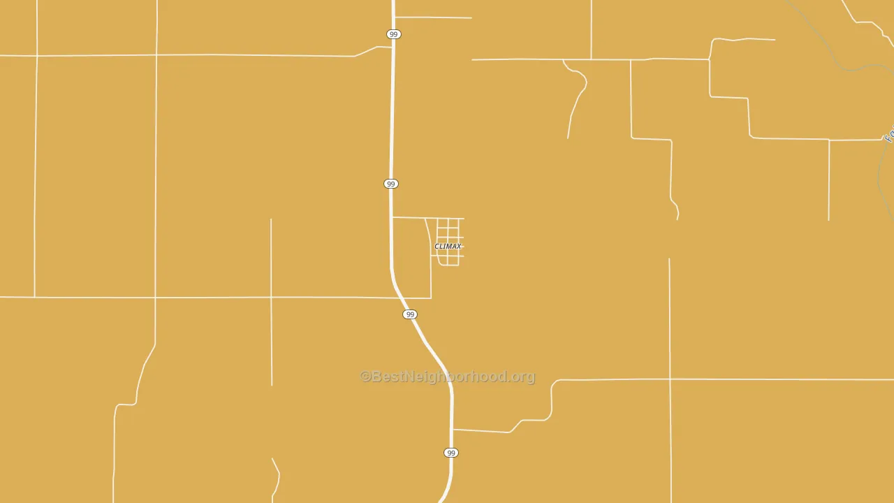 Map of the best neighborhoods in the Climax area, with better matches in green and worse matches in red