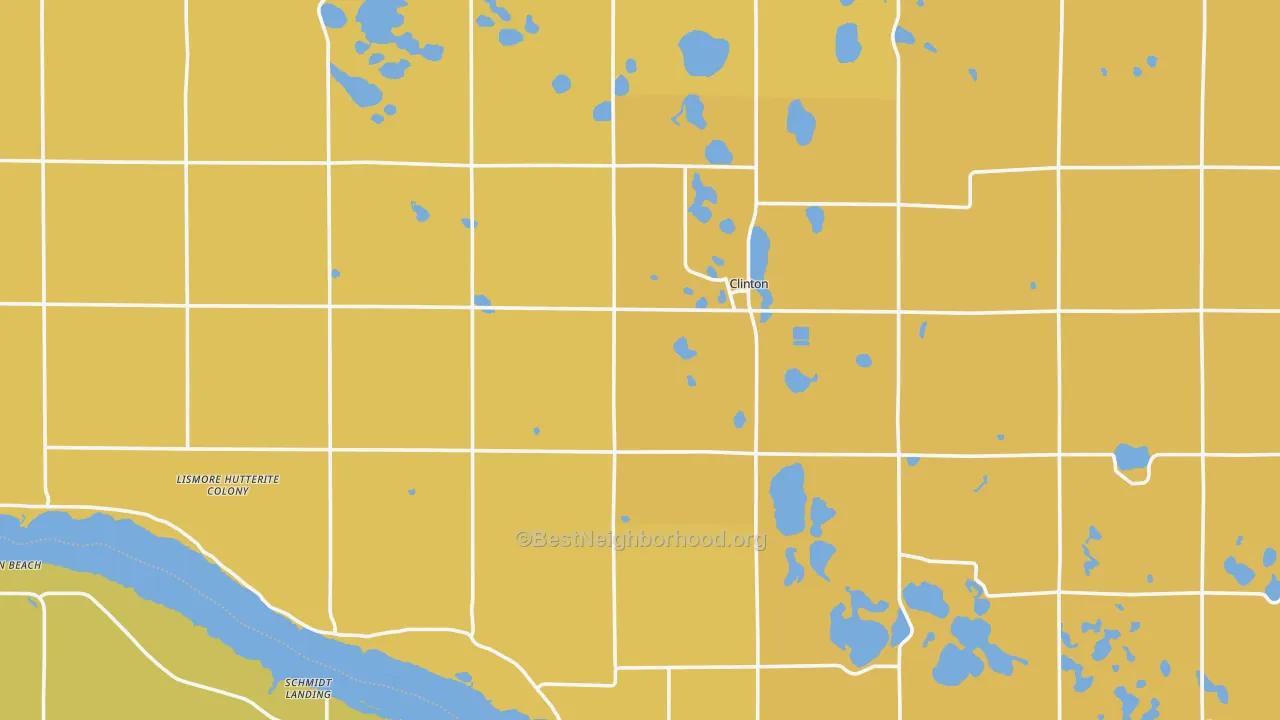 Map of the best neighborhoods in the Clinton area, with better matches in green and worse matches in red