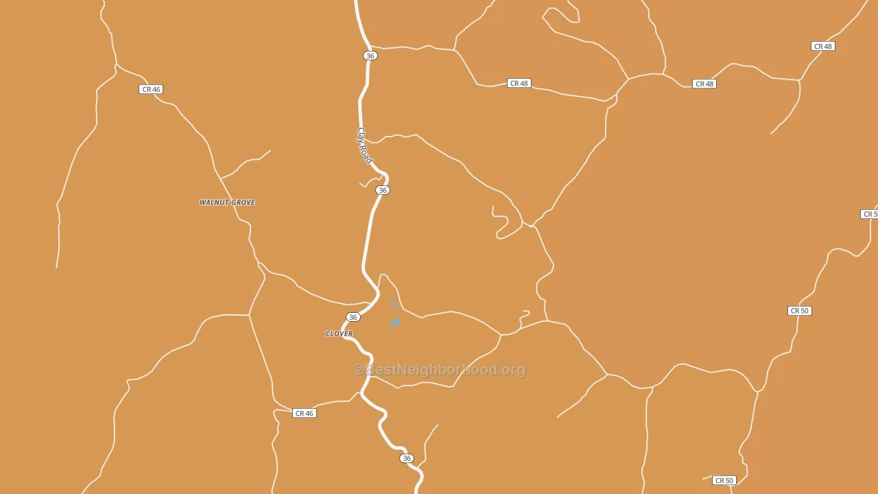 Map of the best neighborhoods in the Clover area, with better matches in green and worse matches in red