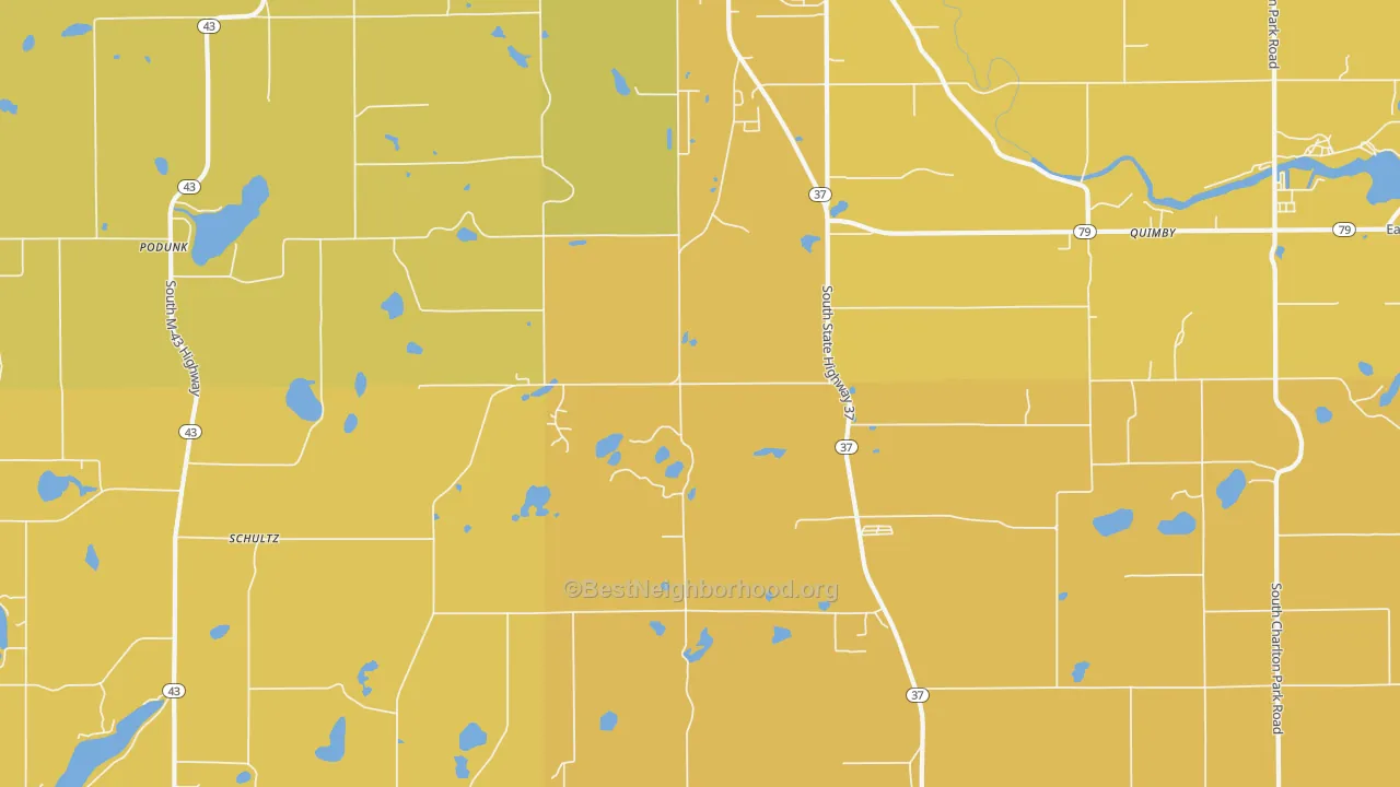 Map of the best neighborhoods in the Cloverdale area, with better matches in green and worse matches in red