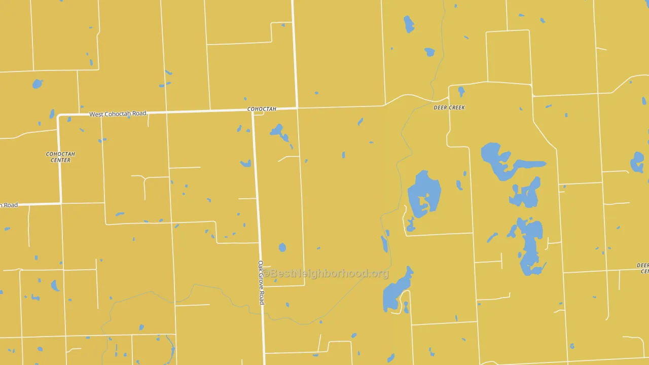 Map of the best neighborhoods in the Cohoctah area, with better matches in green and worse matches in red