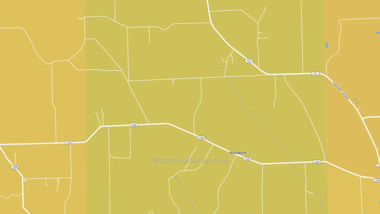 Map of the best neighborhoods in the Colby area, with better matches in green and worse matches in red