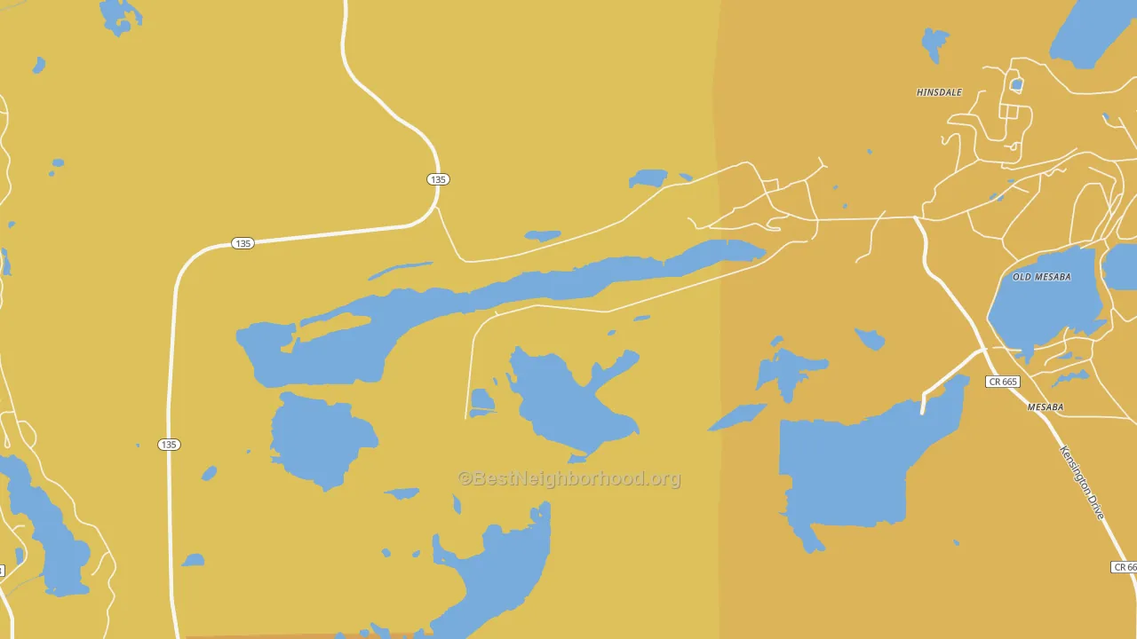 Map of the best neighborhoods in the Colby area, with better matches in green and worse matches in red