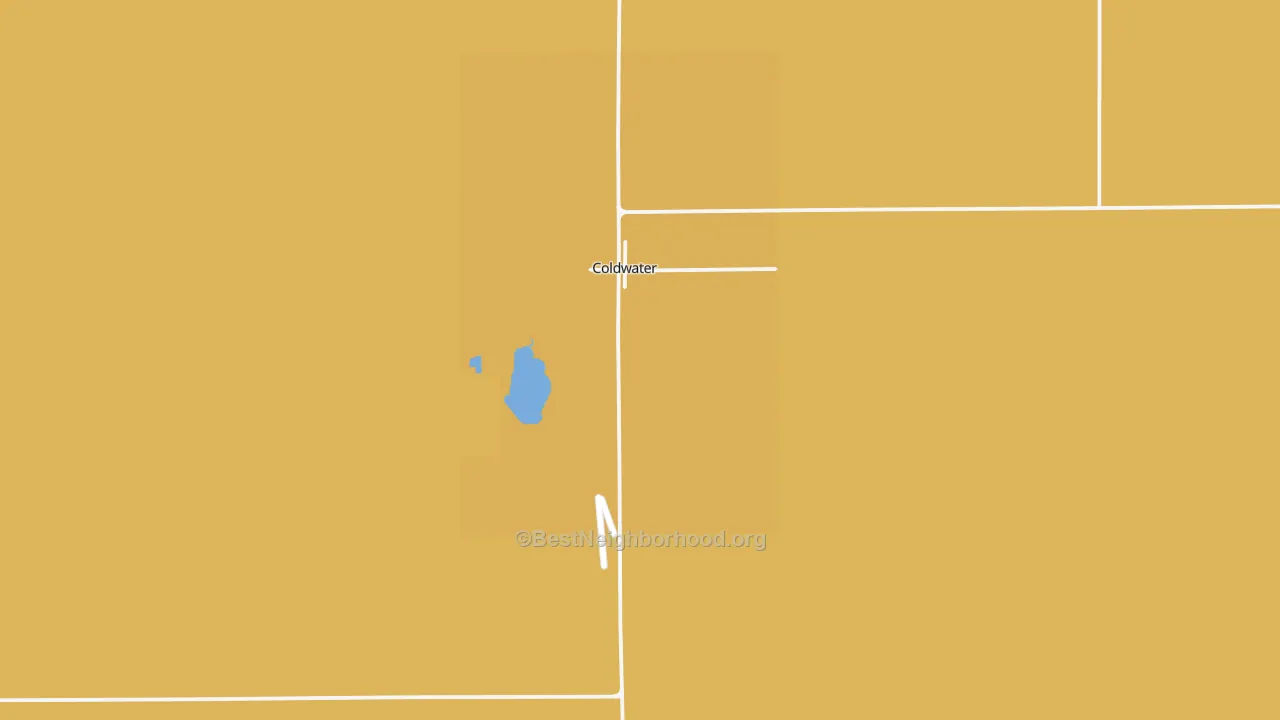 Map of the best neighborhoods in the Coldwater area, with better matches in green and worse matches in red