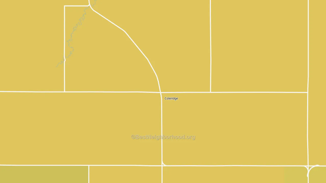 Map of the best neighborhoods in the Coleridge area, with better matches in green and worse matches in red