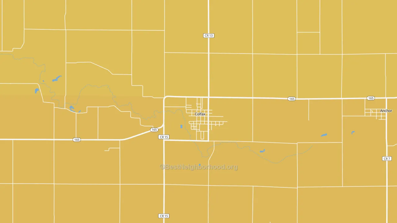 Map of the best neighborhoods in the Colfax area, with better matches in green and worse matches in red