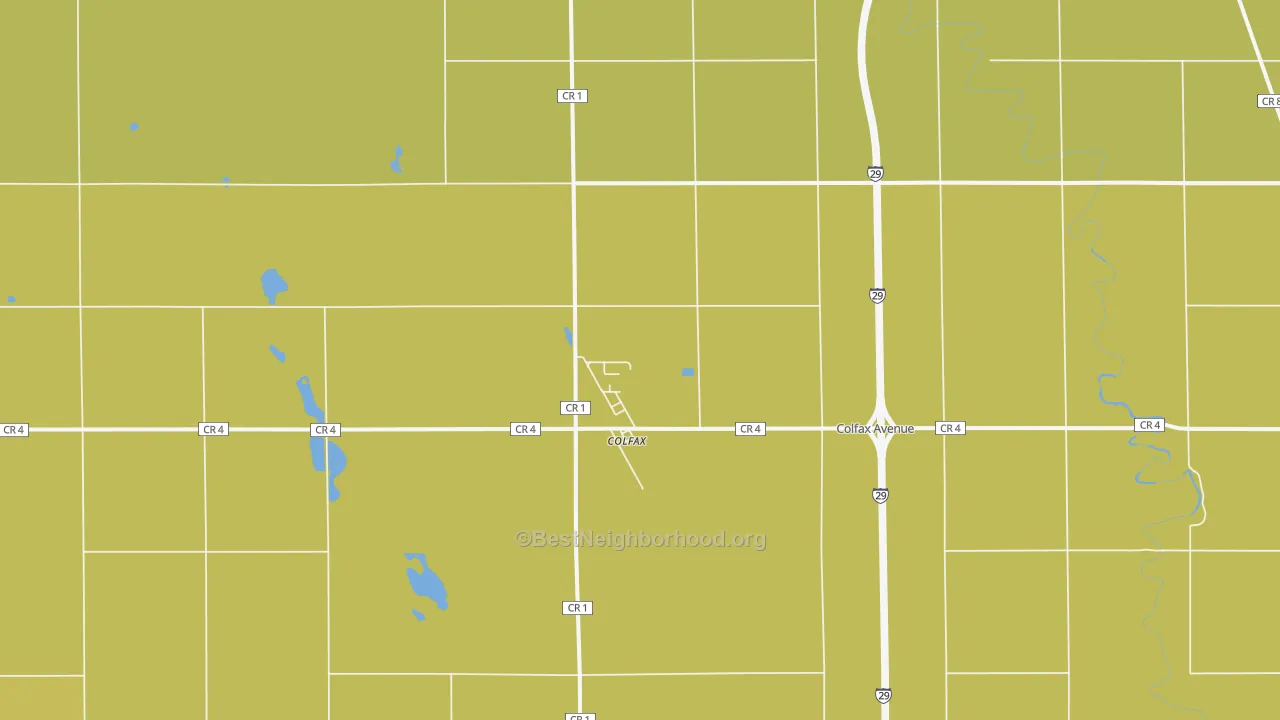 Map of the best neighborhoods in the Colfax area, with better matches in green and worse matches in red
