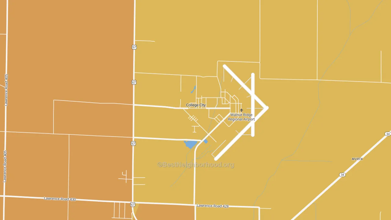 Map of the best neighborhoods in the College City area, with better matches in green and worse matches in red