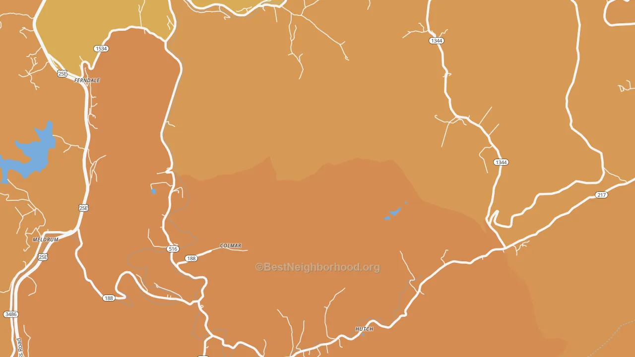 Map of the best neighborhoods in the Colmar area, with better matches in green and worse matches in red