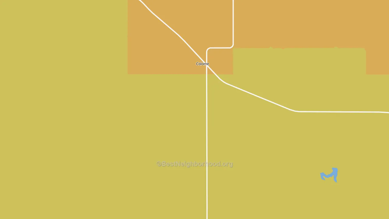 Map of the best neighborhoods in the Colome area, with better matches in green and worse matches in red