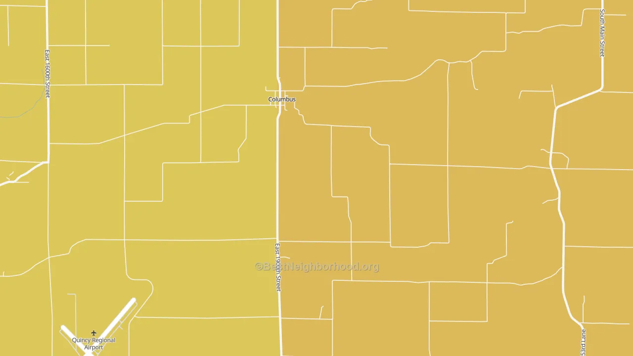 Map of the best neighborhoods in the Columbus area, with better matches in green and worse matches in red