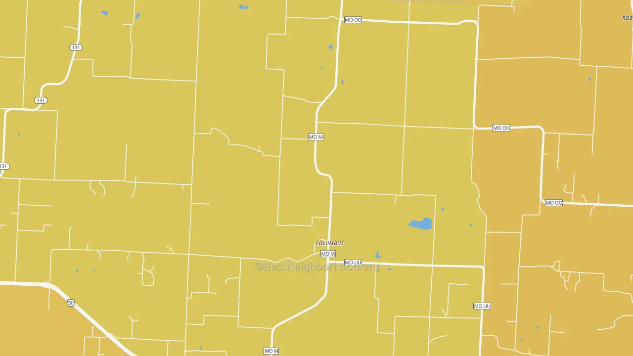 Map of the best neighborhoods in the Columbus area, with better matches in green and worse matches in red