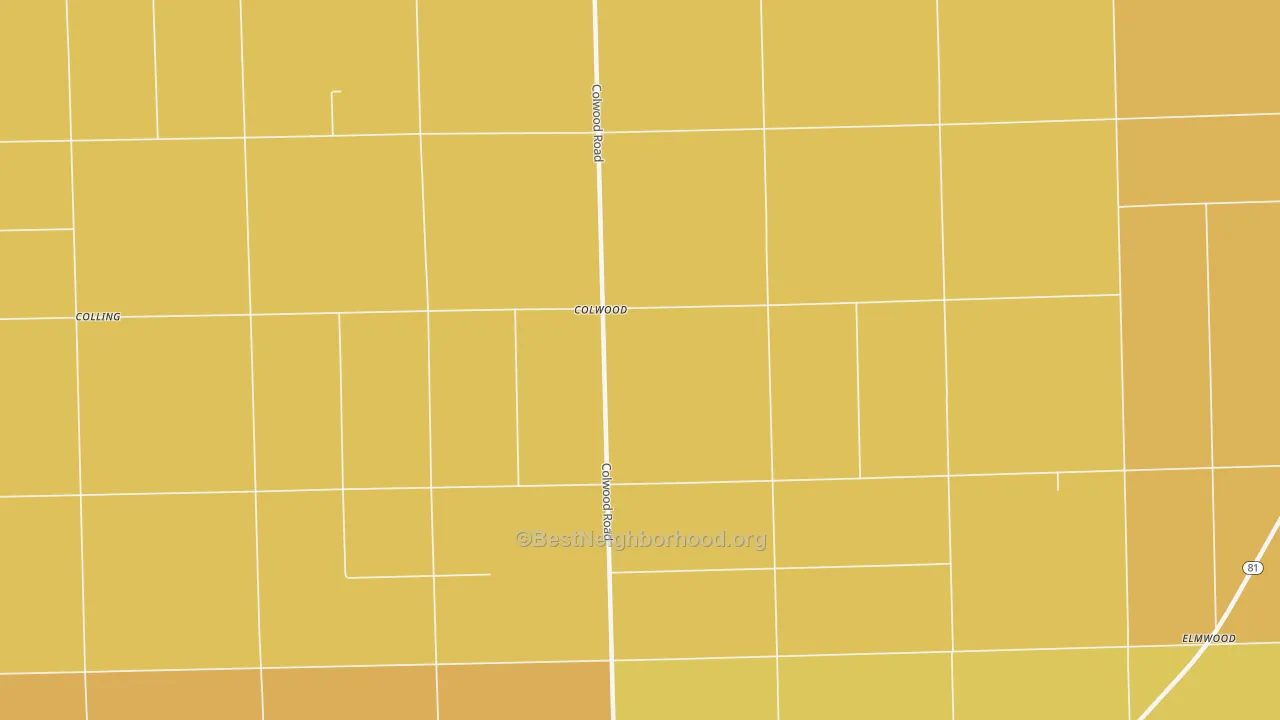 Map of the best neighborhoods in the Colwood area, with better matches in green and worse matches in red