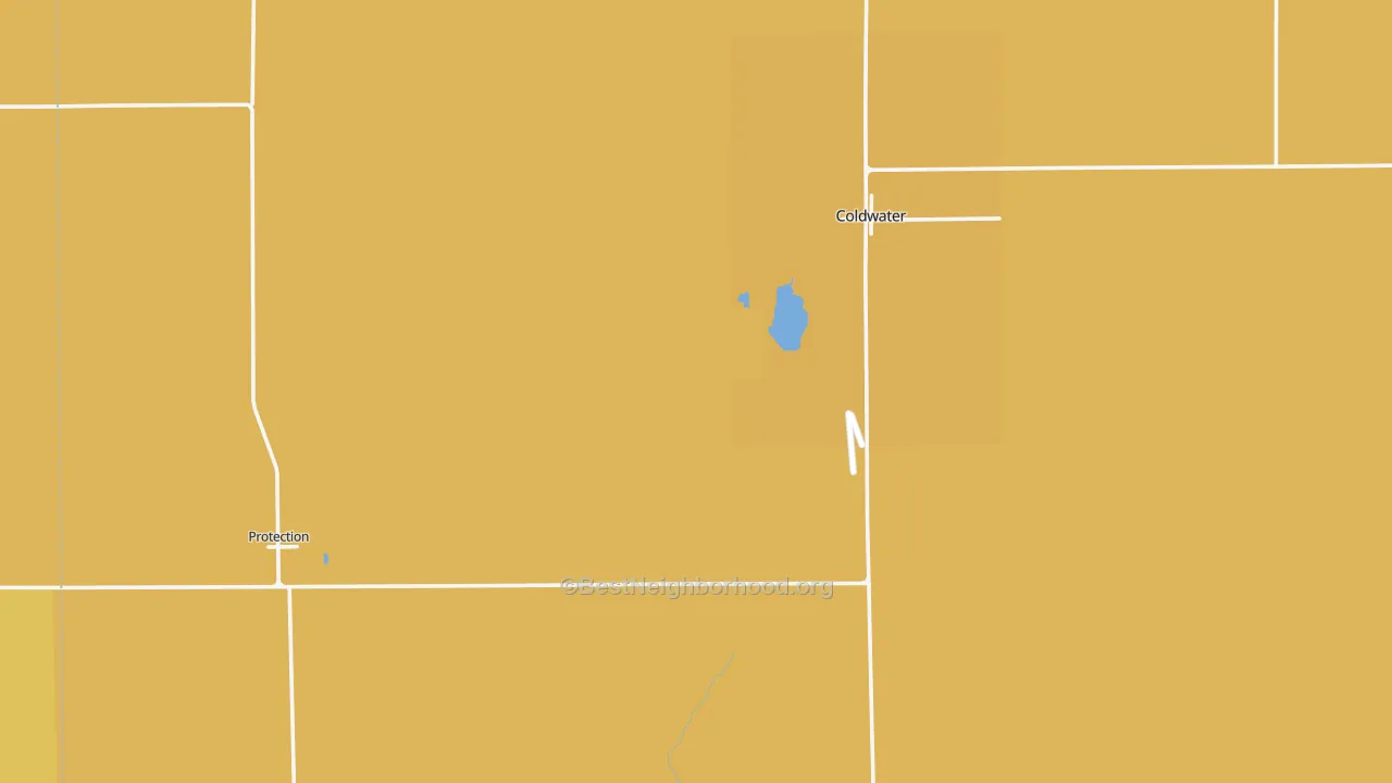 Map of the best neighborhoods in the Comanche County area, with better matches in green and worse matches in red