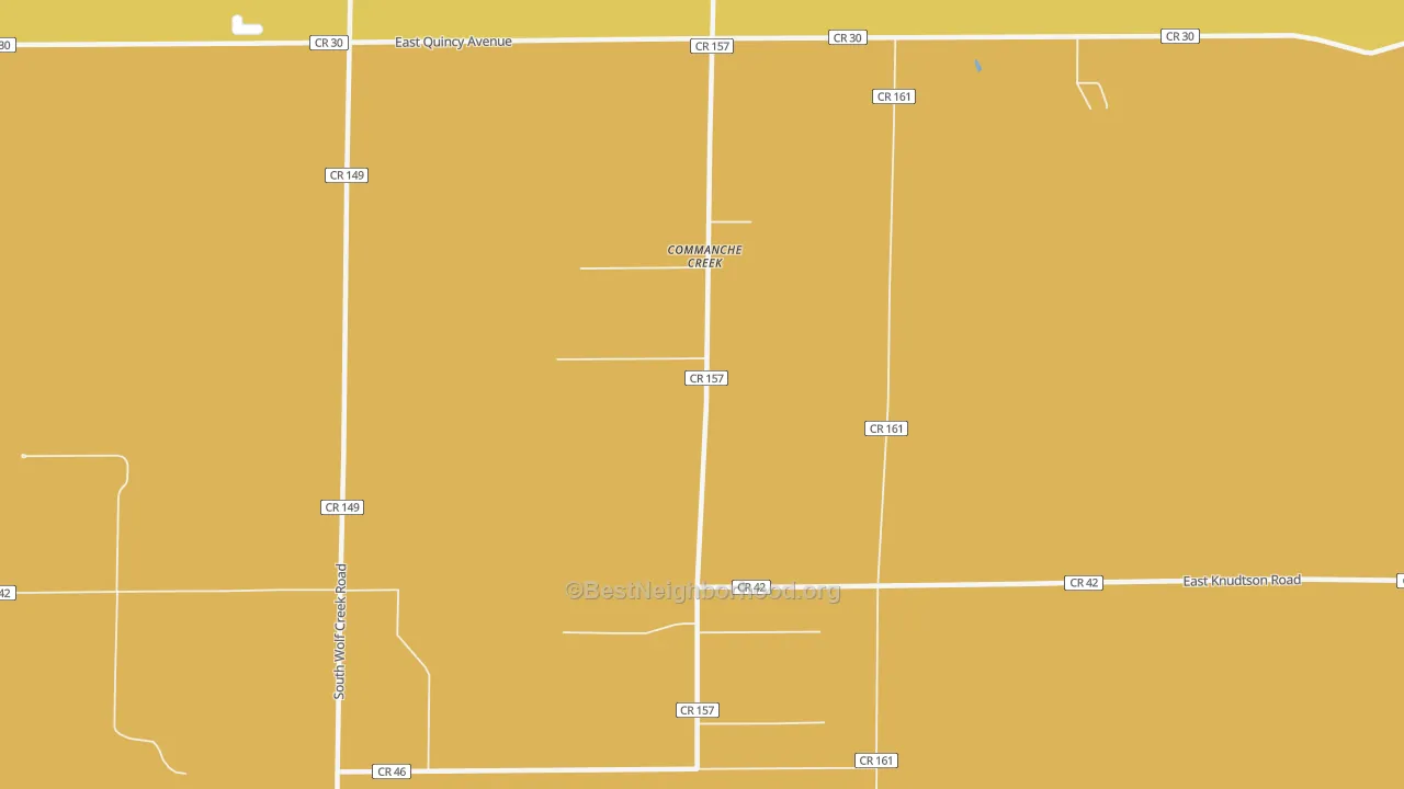 Map of the best neighborhoods in the Comanche Creek area, with better matches in green and worse matches in red