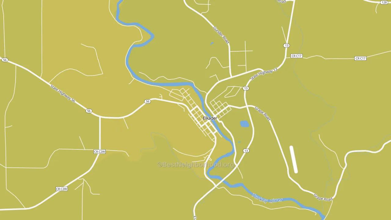 Map of the best neighborhoods in the Communia area, with better matches in green and worse matches in red