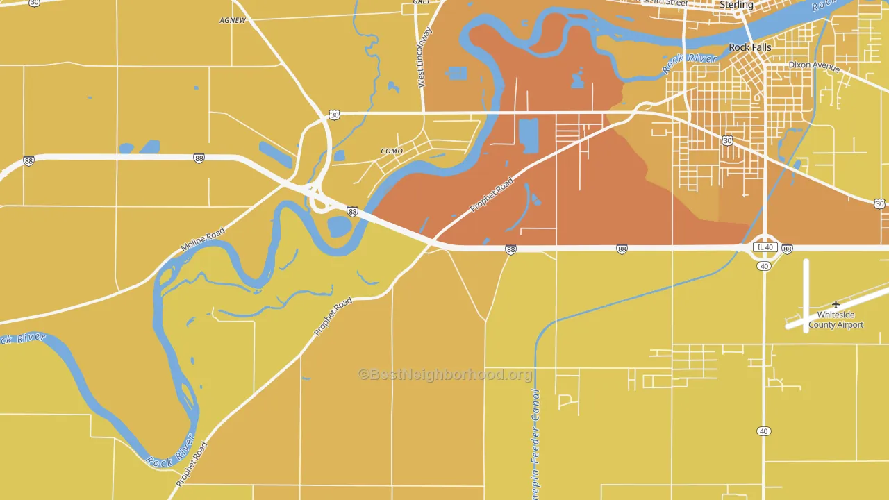 Map of the best neighborhoods in the Como area, with better matches in green and worse matches in red