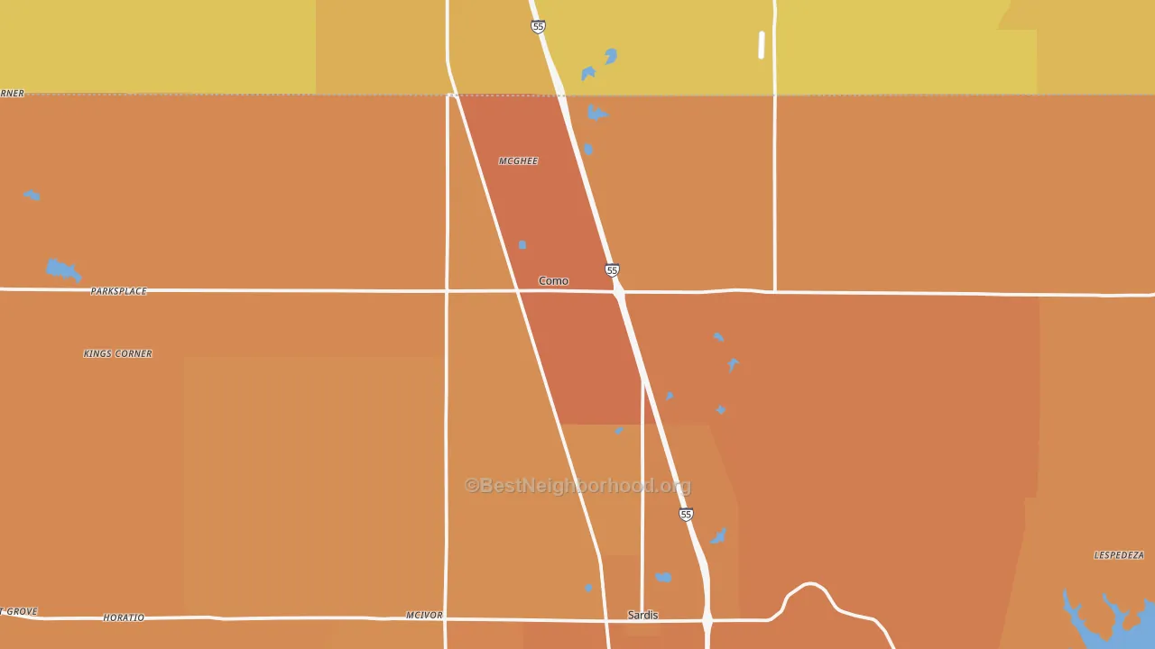 Map of the best neighborhoods in the Como area, with better matches in green and worse matches in red